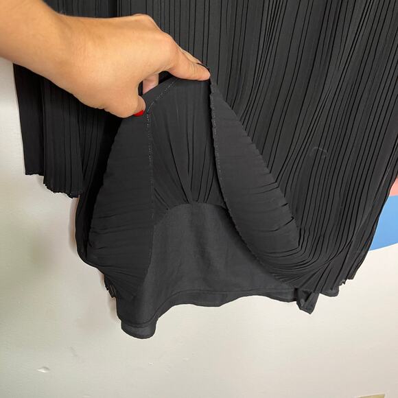 BCBGeneration Black Mesh Layered Mini Dress Pleated Womens M Witchy Whimsygoth - Picture 5 of 6